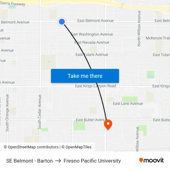 SE Belmont - Barton to Fresno Pacific University map