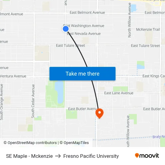 SE Maple - Mckenzie to Fresno Pacific University map