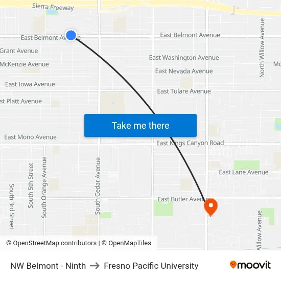 NW Belmont - Ninth to Fresno Pacific University map