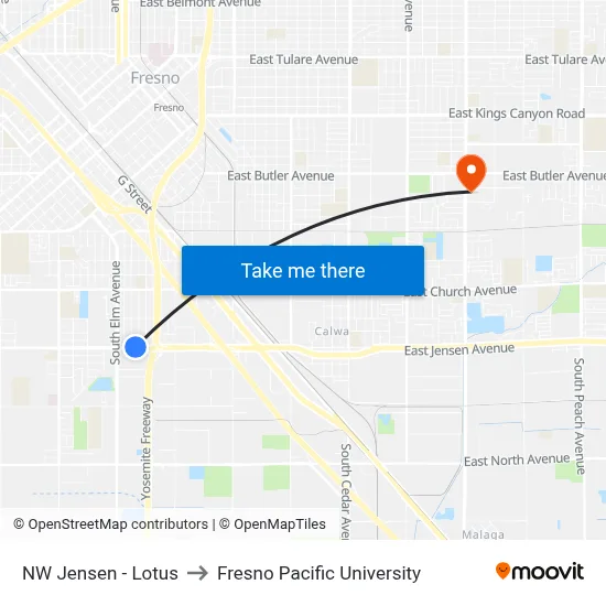 NW Jensen - Lotus to Fresno Pacific University map