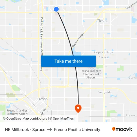 NE Millbrook - Spruce to Fresno Pacific University map