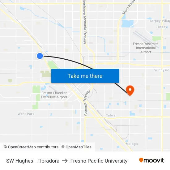 SW Hughes - Floradora to Fresno Pacific University map