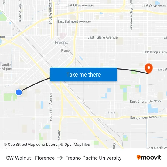 SW Walnut - Florence to Fresno Pacific University map