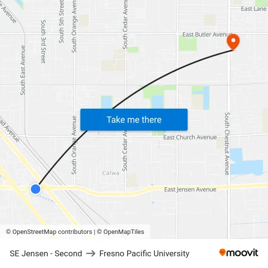 SE Jensen - Second to Fresno Pacific University map