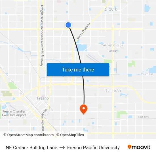 NE Cedar - Bulldog Lane to Fresno Pacific University map