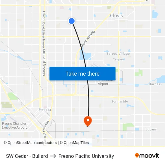 SW Cedar - Bullard to Fresno Pacific University map