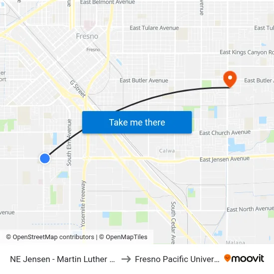 NE Jensen - Martin Luther King to Fresno Pacific University map