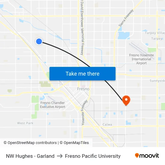 NW Hughes - Garland to Fresno Pacific University map