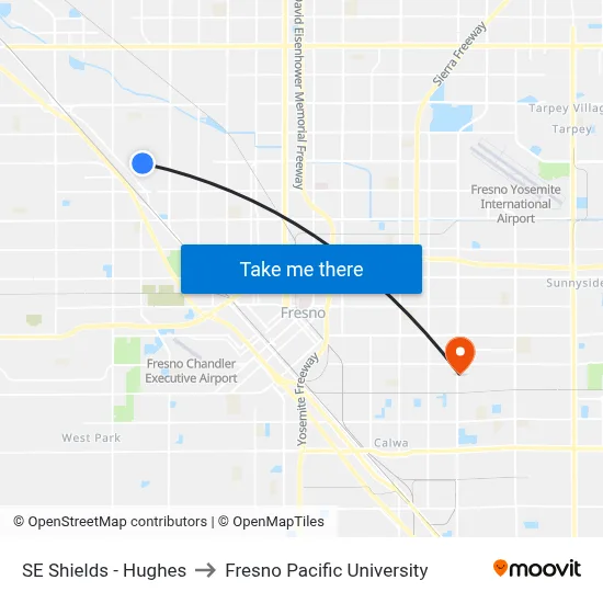 SE Shields - Hughes to Fresno Pacific University map