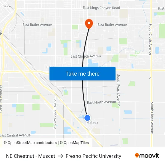 NE Chestnut - Muscat to Fresno Pacific University map