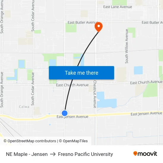 NE Maple - Jensen to Fresno Pacific University map