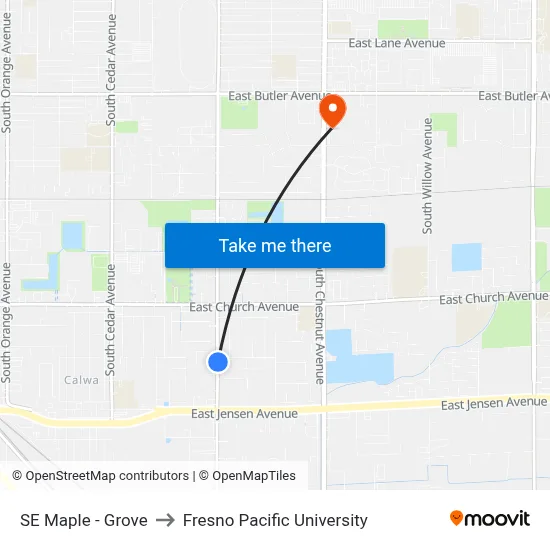 SE Maple - Grove to Fresno Pacific University map