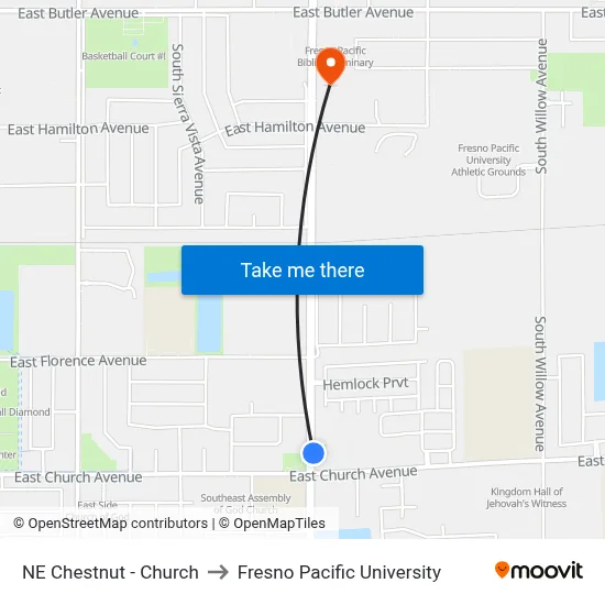NE Chestnut - Church to Fresno Pacific University map