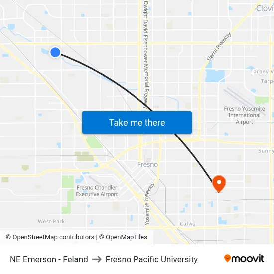 NE Emerson - Feland to Fresno Pacific University map