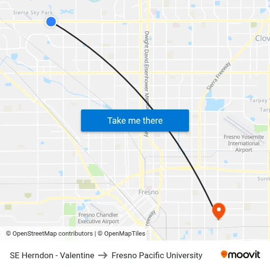 SE Herndon - Valentine to Fresno Pacific University map