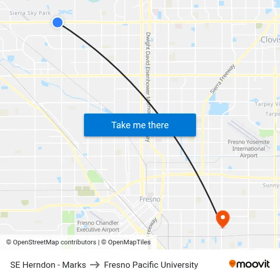SE Herndon - Marks to Fresno Pacific University map