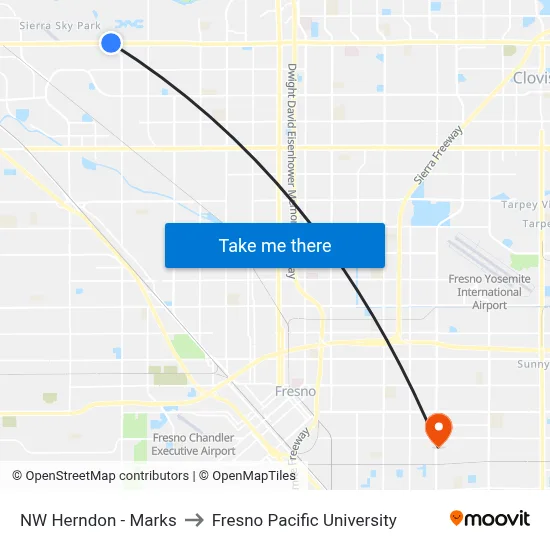 NW Herndon - Marks to Fresno Pacific University map