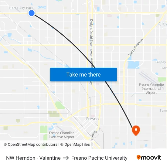 NW Herndon - Valentine to Fresno Pacific University map