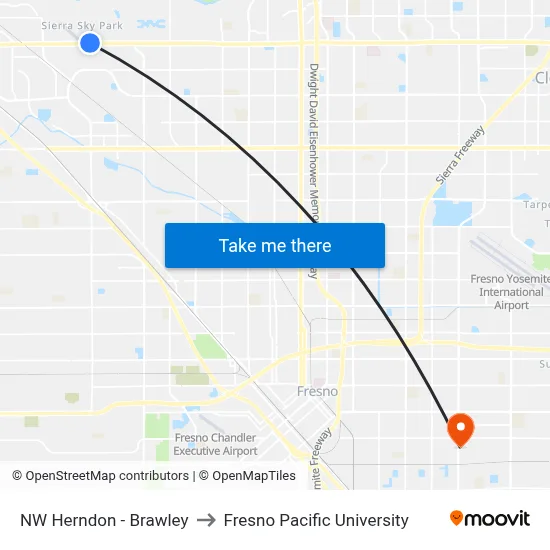 NW Herndon - Brawley to Fresno Pacific University map