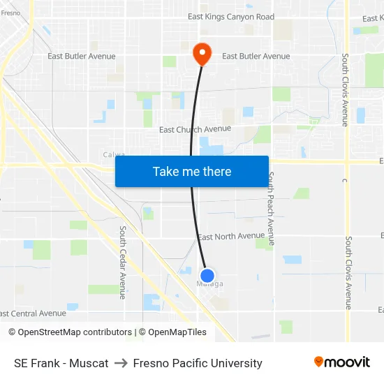 SE Frank - Muscat to Fresno Pacific University map