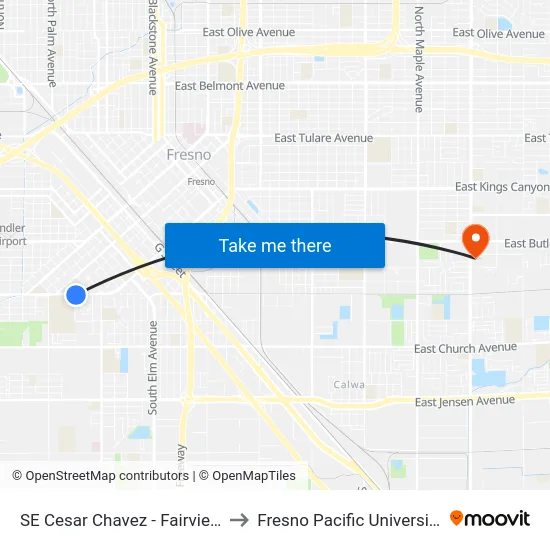 SE Cesar Chavez - Fairview to Fresno Pacific University map