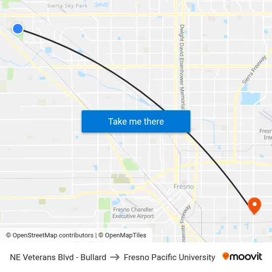 NE Veterans Blvd - Bullard to Fresno Pacific University map