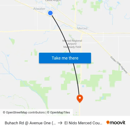 Buhach Rd @ Avenue One (Northbound) to El Nido Merced County CA USA map