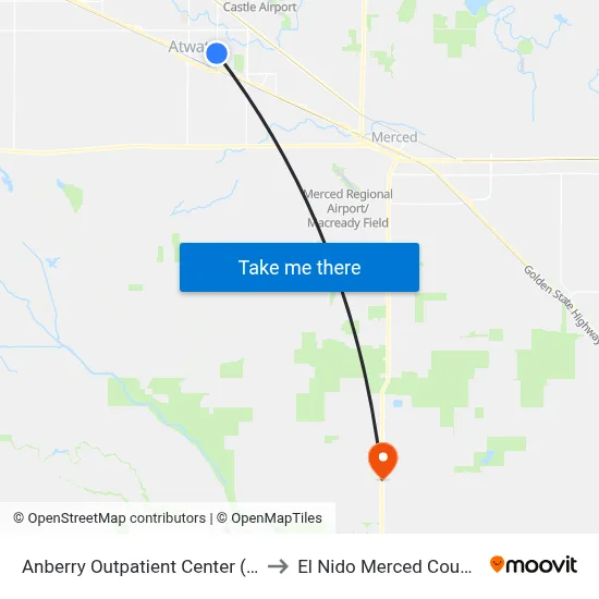Anberry Outpatient Center (Southbound) to El Nido Merced County CA USA map