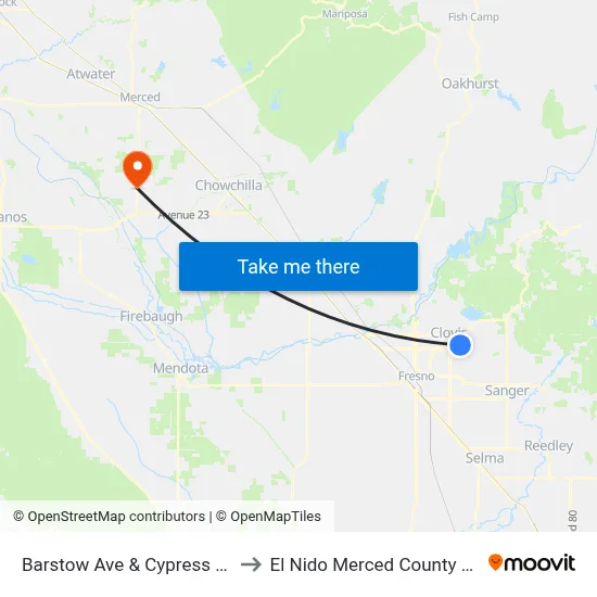 Barstow Ave & Cypress Ave Wb to El Nido Merced County CA USA map