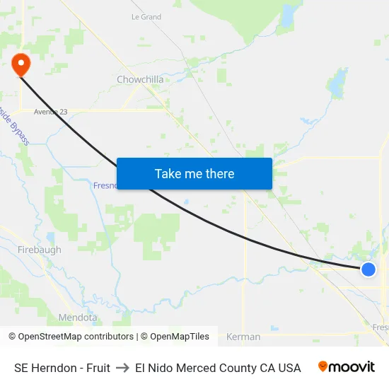 SE Herndon - Fruit to El Nido Merced County CA USA map