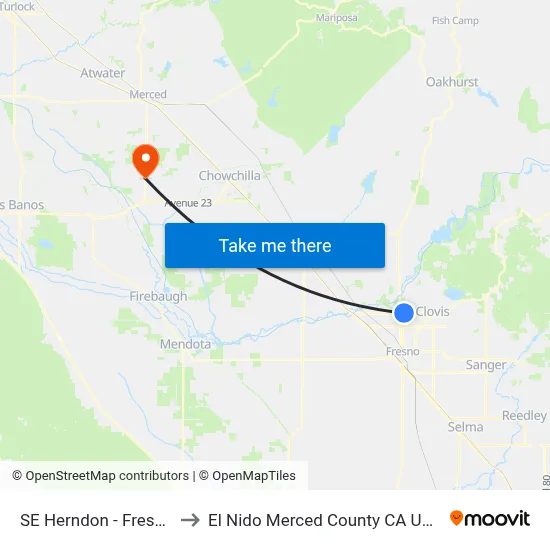 SE Herndon - Fresno to El Nido Merced County CA USA map