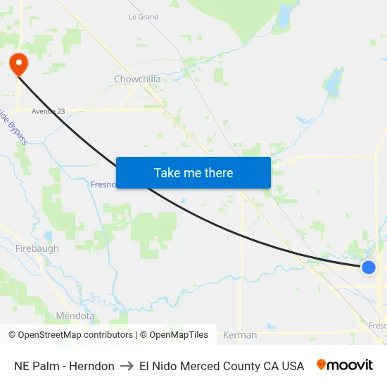 NE Palm - Herndon to El Nido Merced County CA USA map