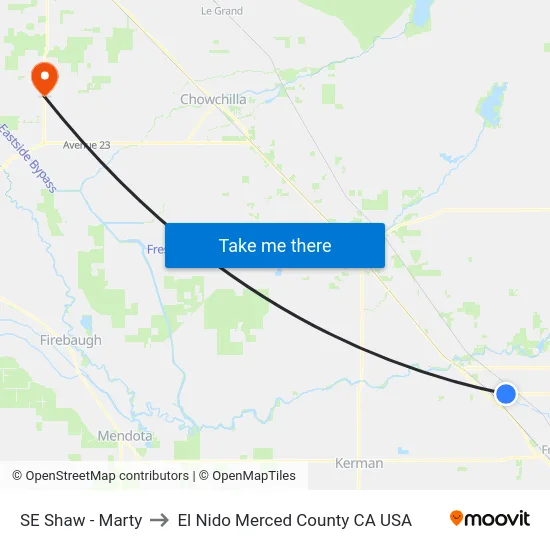SE Shaw - Marty to El Nido Merced County CA USA map