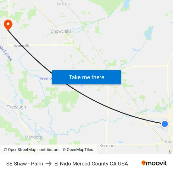 SE Shaw - Palm to El Nido Merced County CA USA map