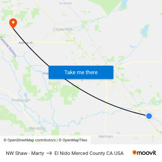 NW Shaw - Marty to El Nido Merced County CA USA map