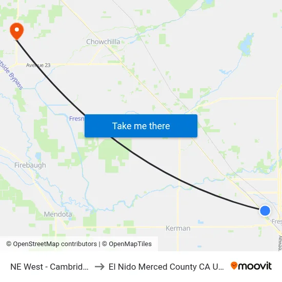 NE West - Cambridge to El Nido Merced County CA USA map