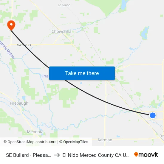 SE Bullard - Pleasant to El Nido Merced County CA USA map