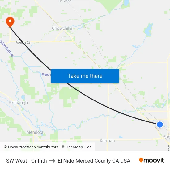 SW West - Griffith to El Nido Merced County CA USA map