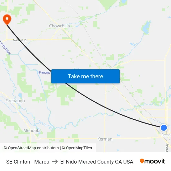 SE Clinton - Maroa to El Nido Merced County CA USA map
