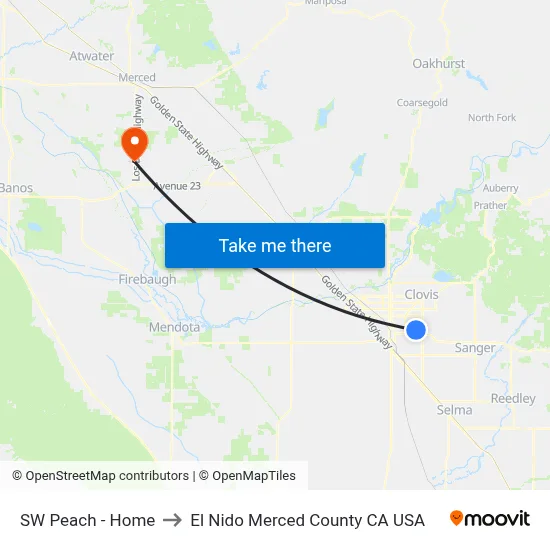 SW Peach - Home to El Nido Merced County CA USA map