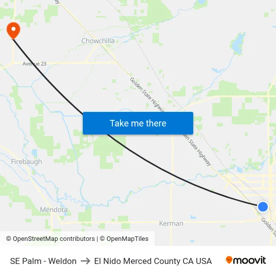 SE Palm - Weldon to El Nido Merced County CA USA map