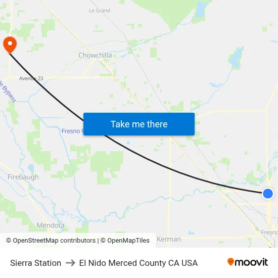 Sierra Station to El Nido Merced County CA USA map