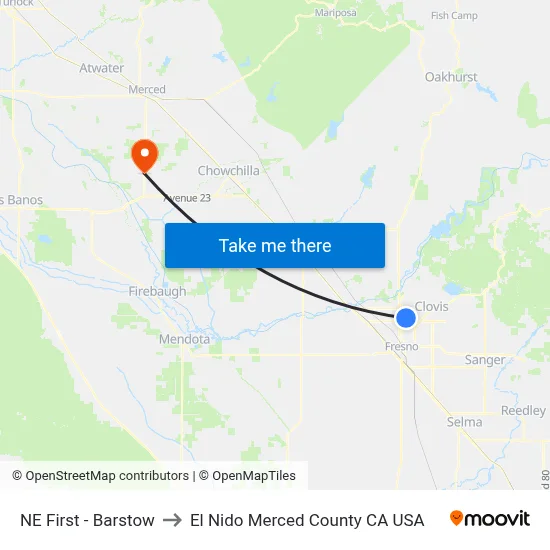 NE First - Barstow to El Nido Merced County CA USA map