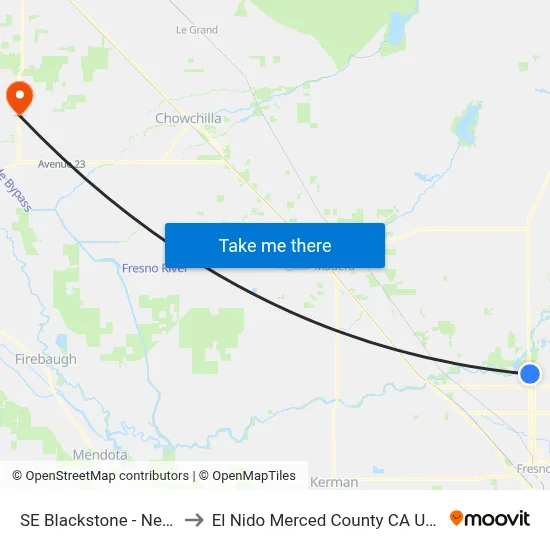 SE Blackstone - Nees to El Nido Merced County CA USA map