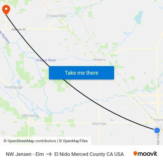 NW Jensen - Elm to El Nido Merced County CA USA map