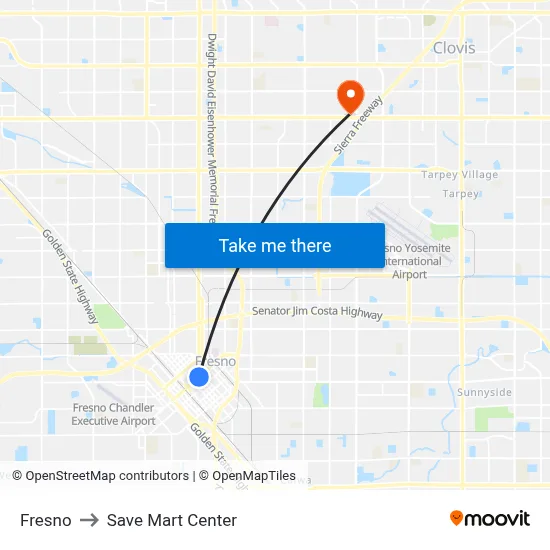 Fresno to Save Mart Center map
