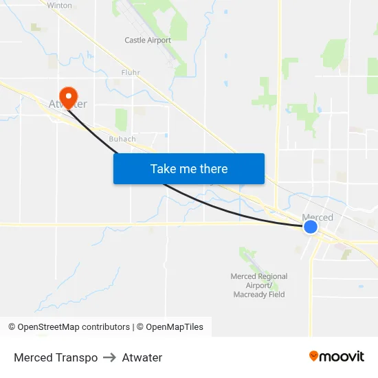 Merced Transpo to Atwater map