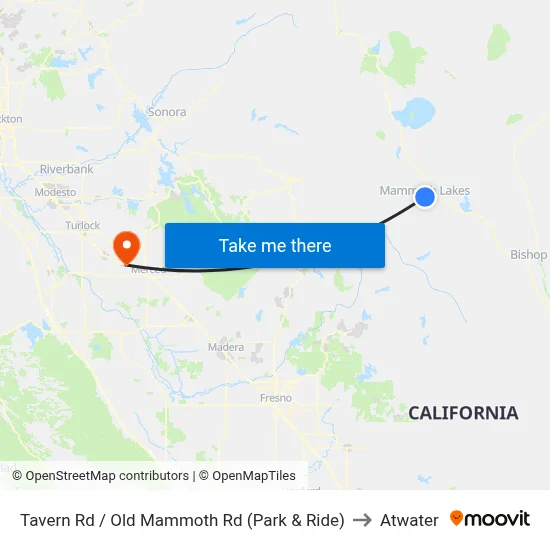 Tavern Rd / Old Mammoth Rd (Park & Ride) to Atwater map
