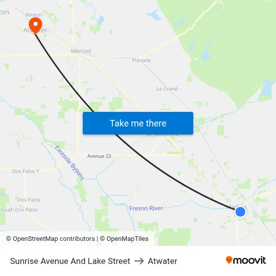 Sunrise Avenue And Lake Street to Atwater map