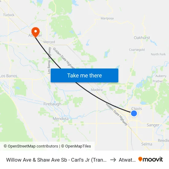Willow Ave & Shaw Ave Sb - Carl's Jr (Transfer) to Atwater map
